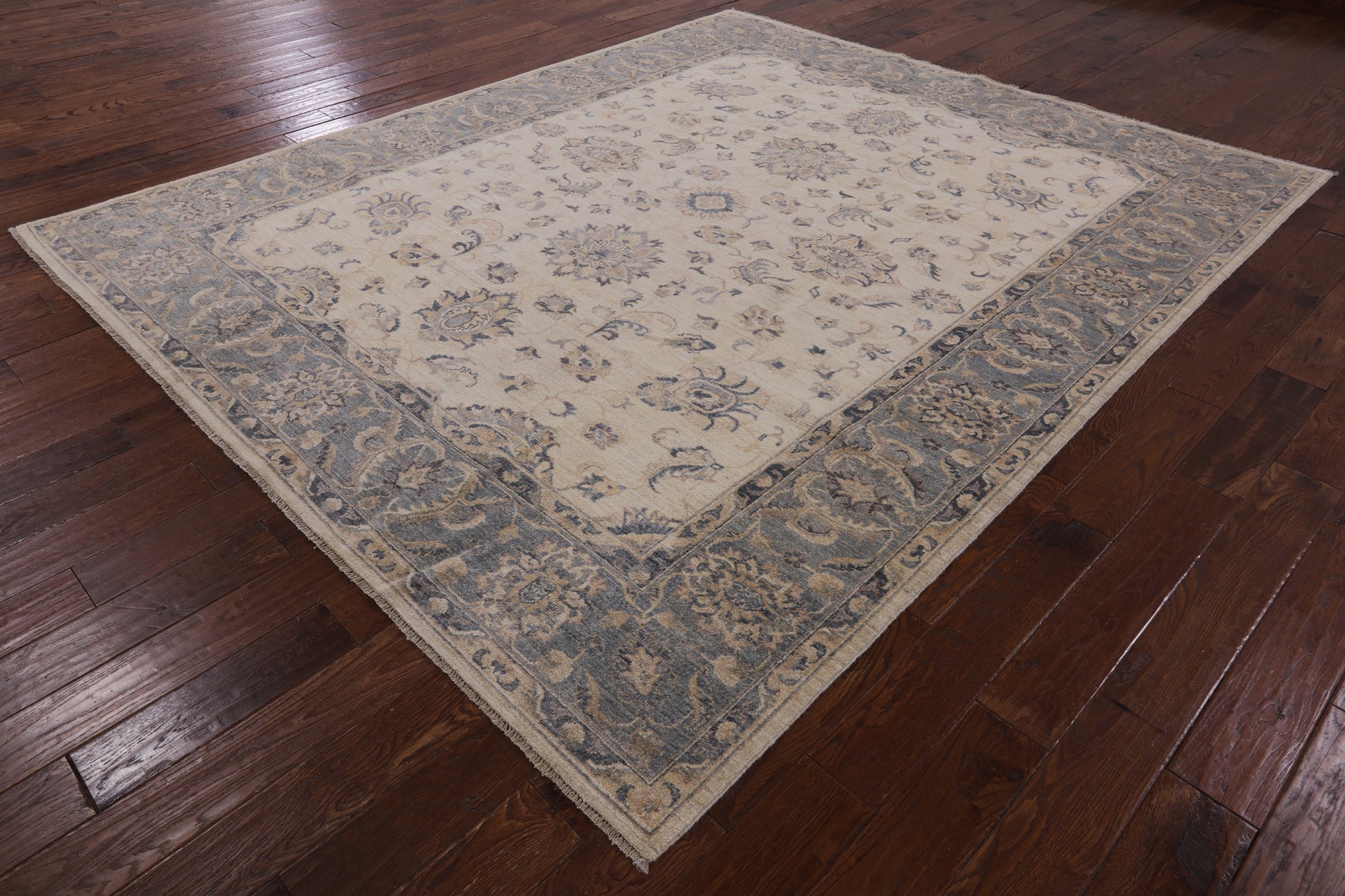 Ivory Peshawar Handmade Wool Rug - 8' 4" X 9' 10" - Golden Nile