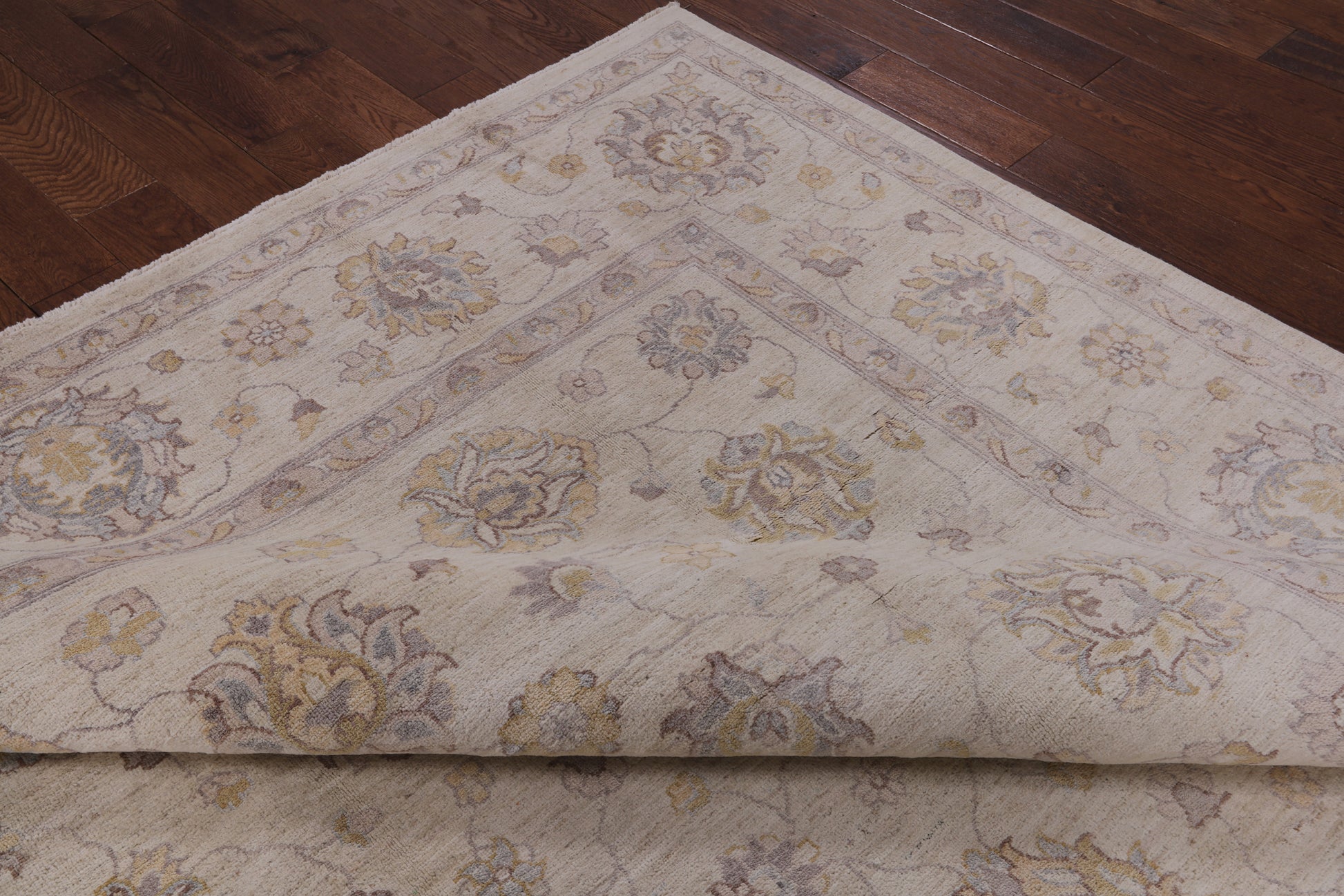 Ivory Peshawar Washed Out Handmade Wool Rug - 8' 2" X 10' 1" - Golden Nile