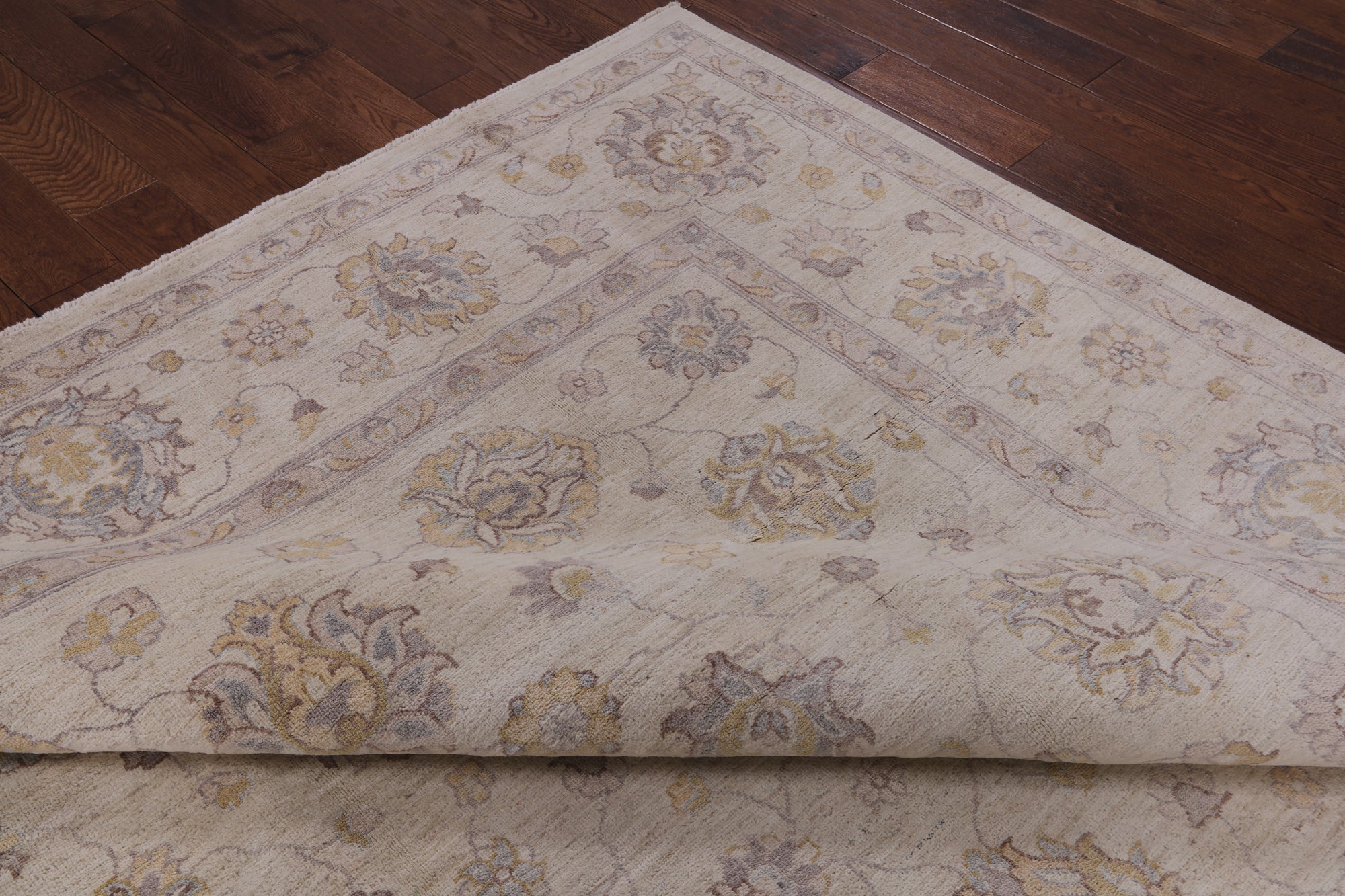 Ivory Peshawar Washed Out Handmade Wool Rug - 8' 2" X 10' 1" - Golden Nile