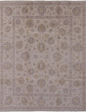Ivory Peshawar Washed Out Handmade Wool Rug - 8' 2" X 10' 1" - Golden Nile