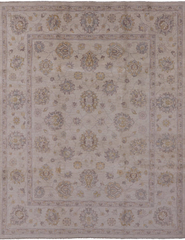Ivory Peshawar Washed Out Handmade Wool Rug - 8' 2