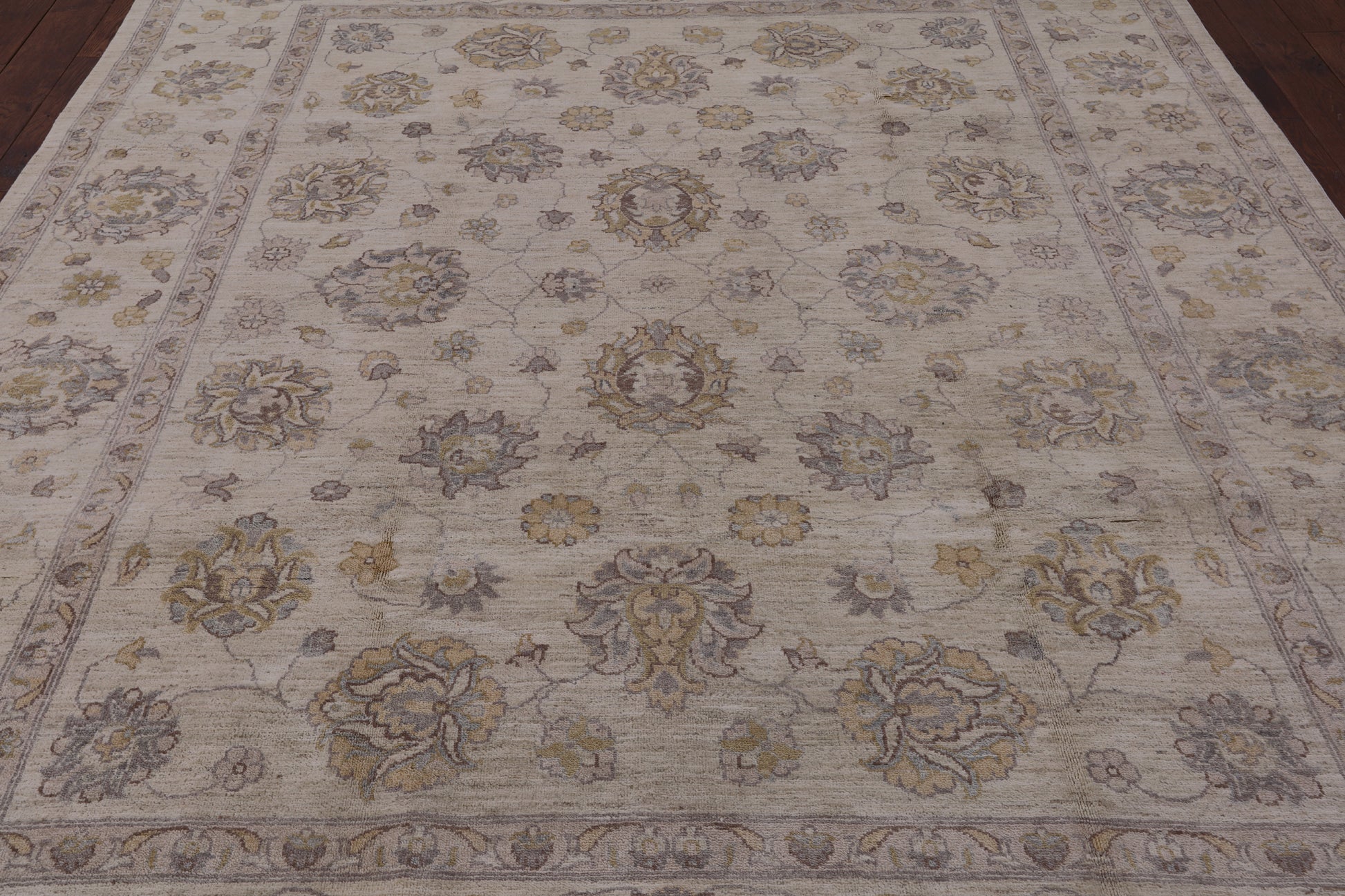 Ivory Peshawar Washed Out Handmade Wool Rug - 8' 2" X 10' 1" - Golden Nile