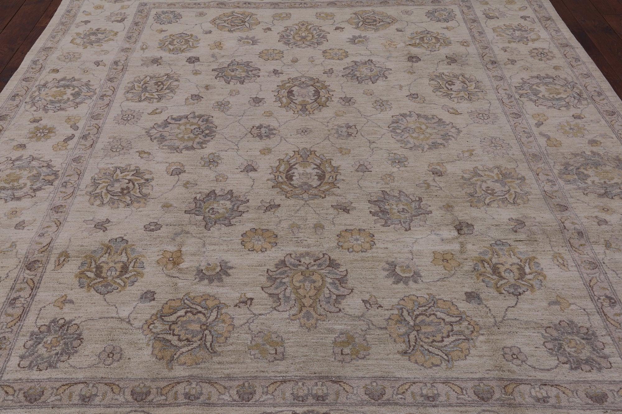 Ivory Peshawar Washed Out Handmade Wool Rug - 8' 2" X 10' 1" - Golden Nile
