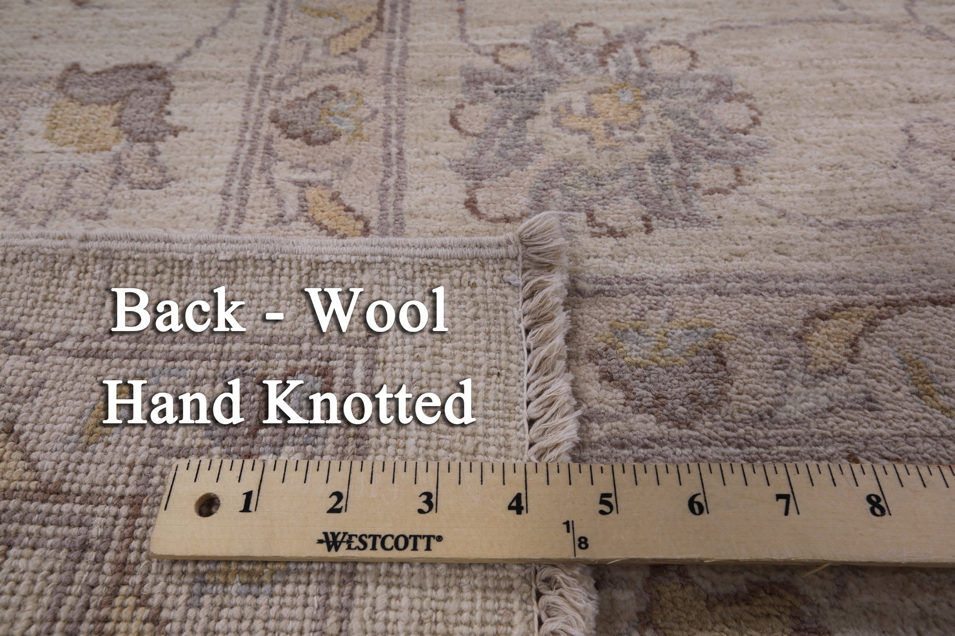 Ivory Peshawar Washed Out Handmade Wool Rug - 8' 2" X 10' 1" - Golden Nile