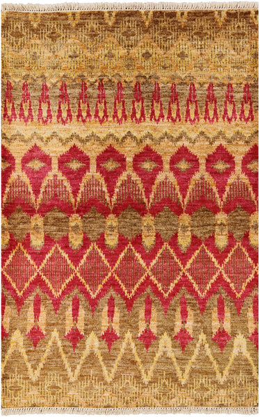 Ikat Handmade Wool Area Rug - 4' 3" X 6' 1" - Golden Nile