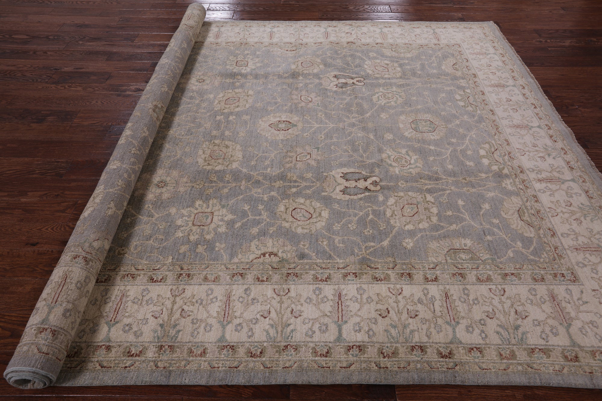 Grey Peshawar Hand Knotted Wool Rug - 8' 3" X 10' 2" - Golden Nile