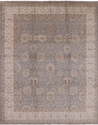 Grey Peshawar Hand Knotted Wool Rug - 8' 3