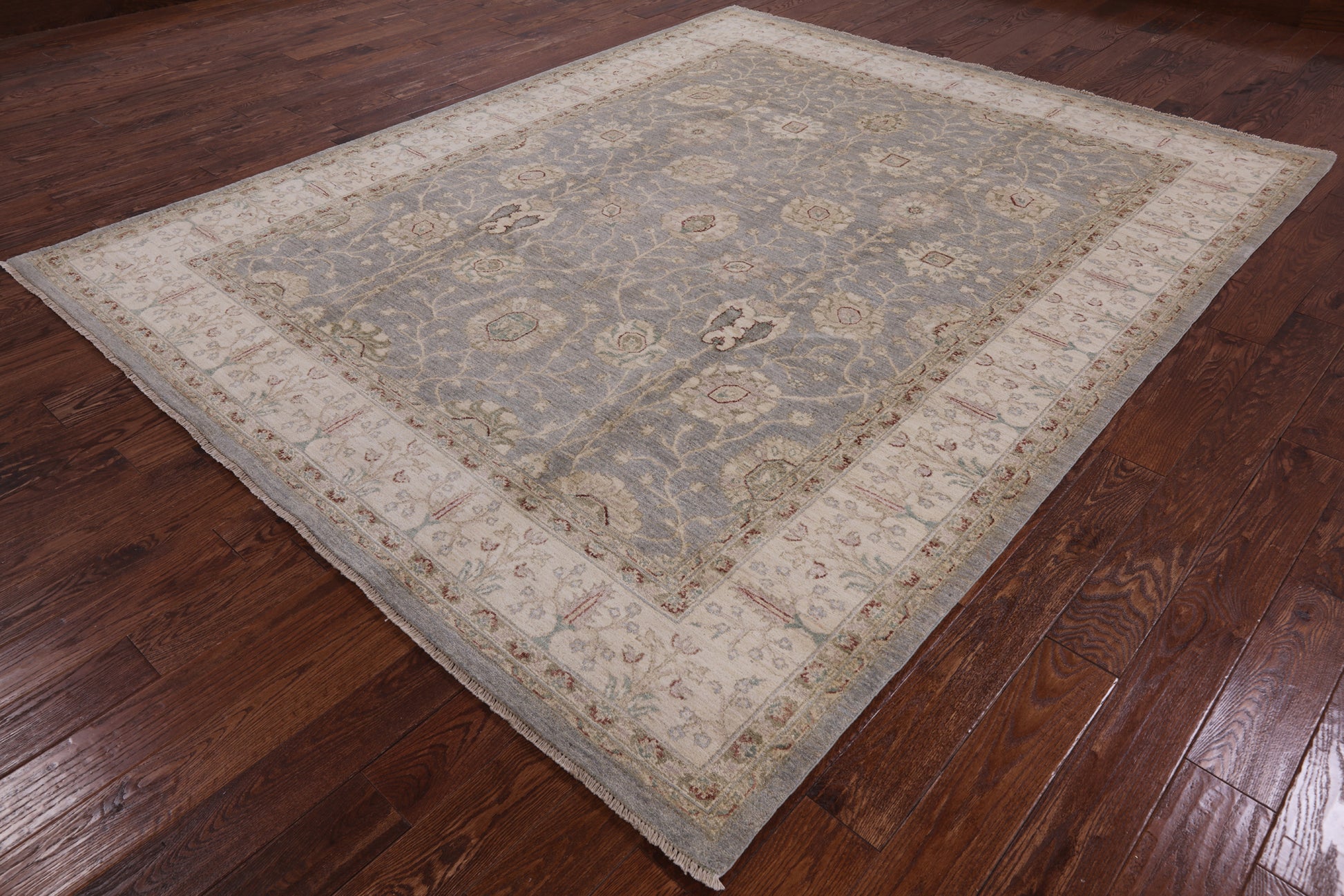 Grey Peshawar Hand Knotted Wool Rug - 8' 3" X 10' 2" - Golden Nile