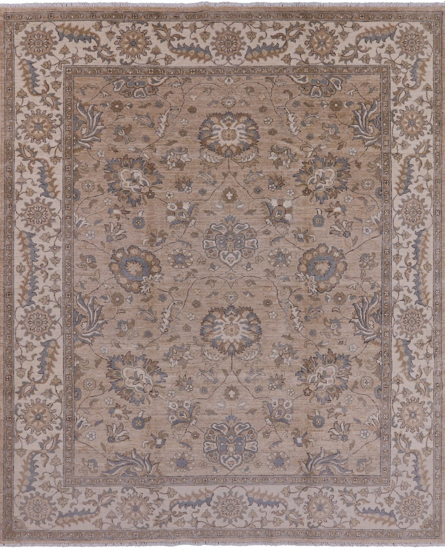 Peshawar Hand Knotted Wool Rug - 8' 0" X 9' 7" - Golden Nile