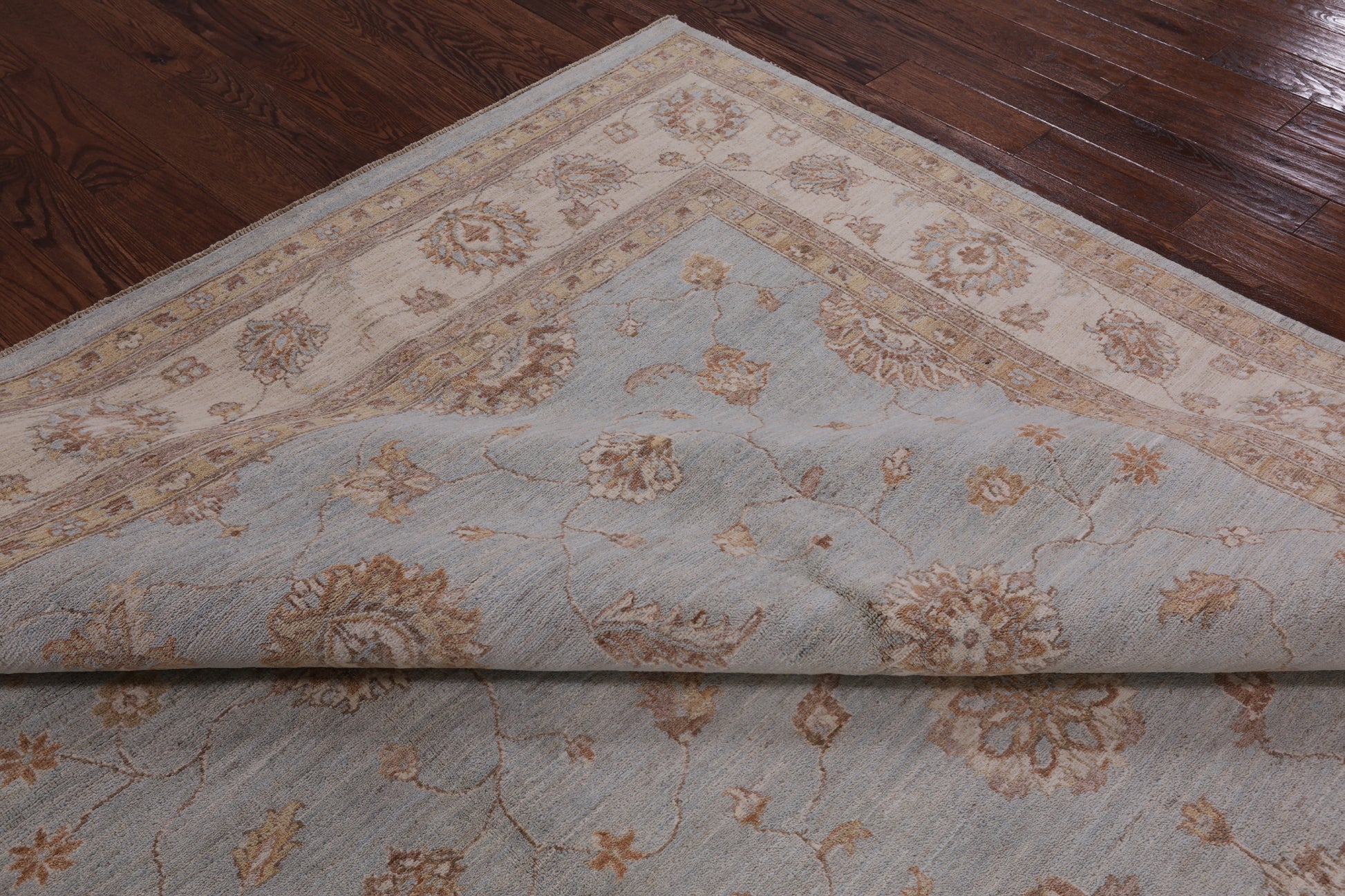 Light Blue Peshawar Handmade Wool Area Rug - 9' 0" X 12' 3" - Golden Nile