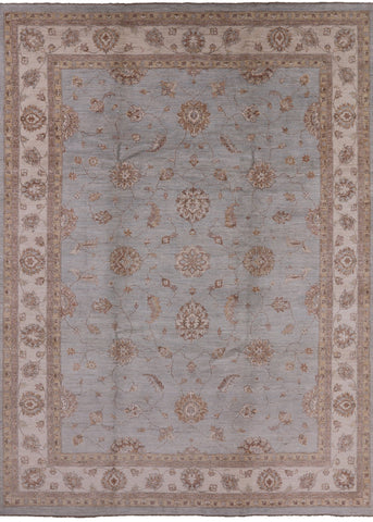 Light Blue Peshawar Handmade Wool Area Rug - 9' 0