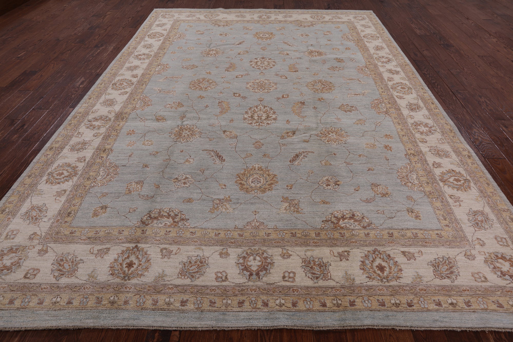 Light Blue Peshawar Handmade Wool Area Rug - 9' 0" X 12' 3" - Golden Nile