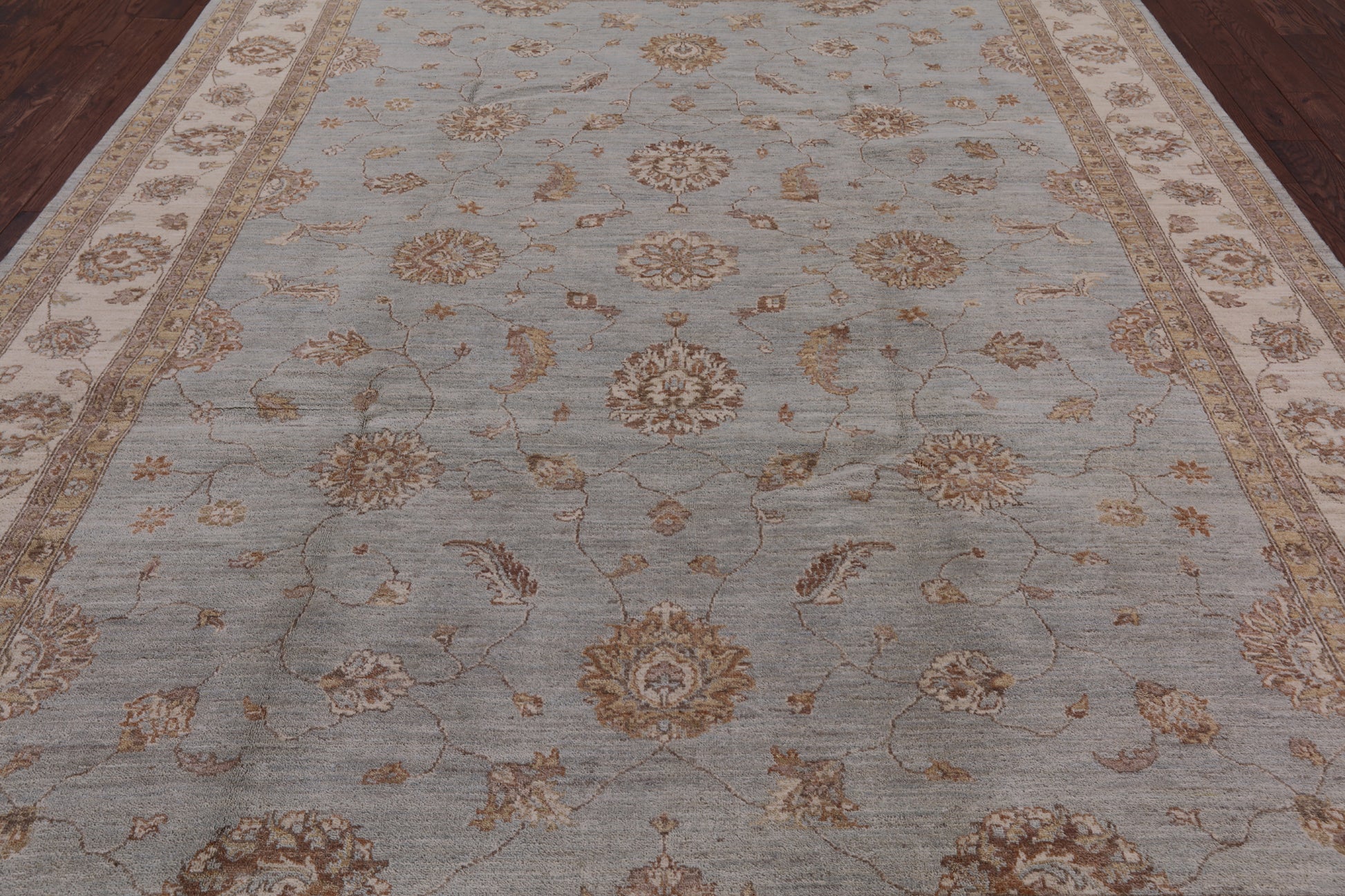 Light Blue Peshawar Handmade Wool Area Rug - 9' 0" X 12' 3" - Golden Nile