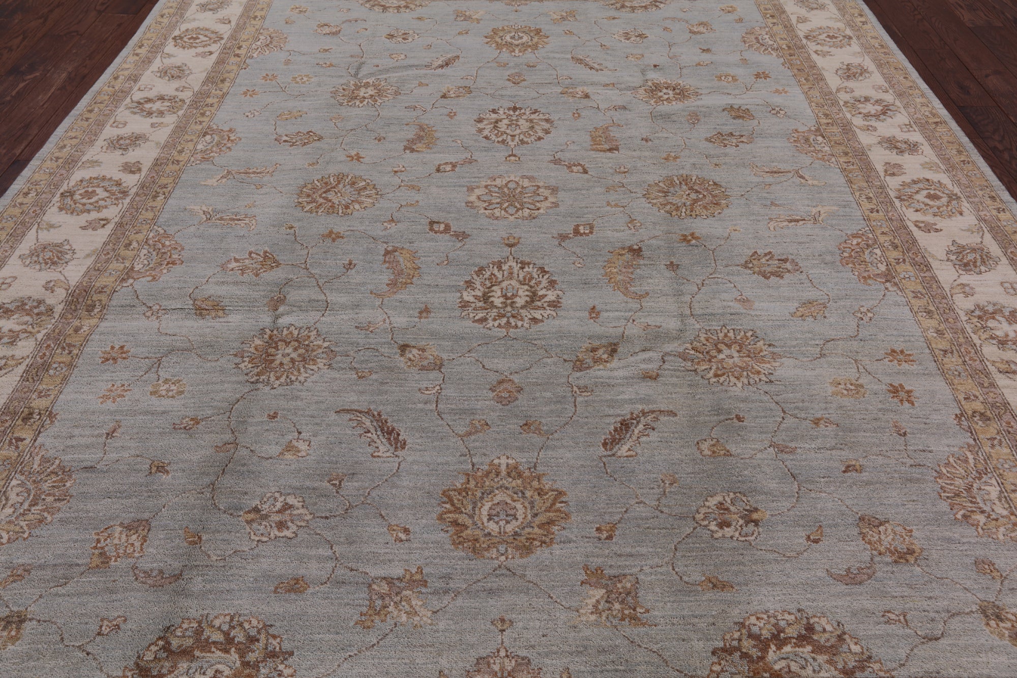 Light Blue Peshawar Handmade Wool Area Rug - 9' 0" X 12' 3" - Golden Nile