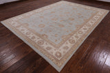 Light Blue Peshawar Handmade Wool Area Rug - 9' 0" X 12' 3" - Golden Nile