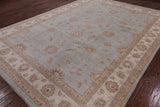Light Blue Peshawar Handmade Wool Area Rug - 9' 0" X 12' 3" - Golden Nile