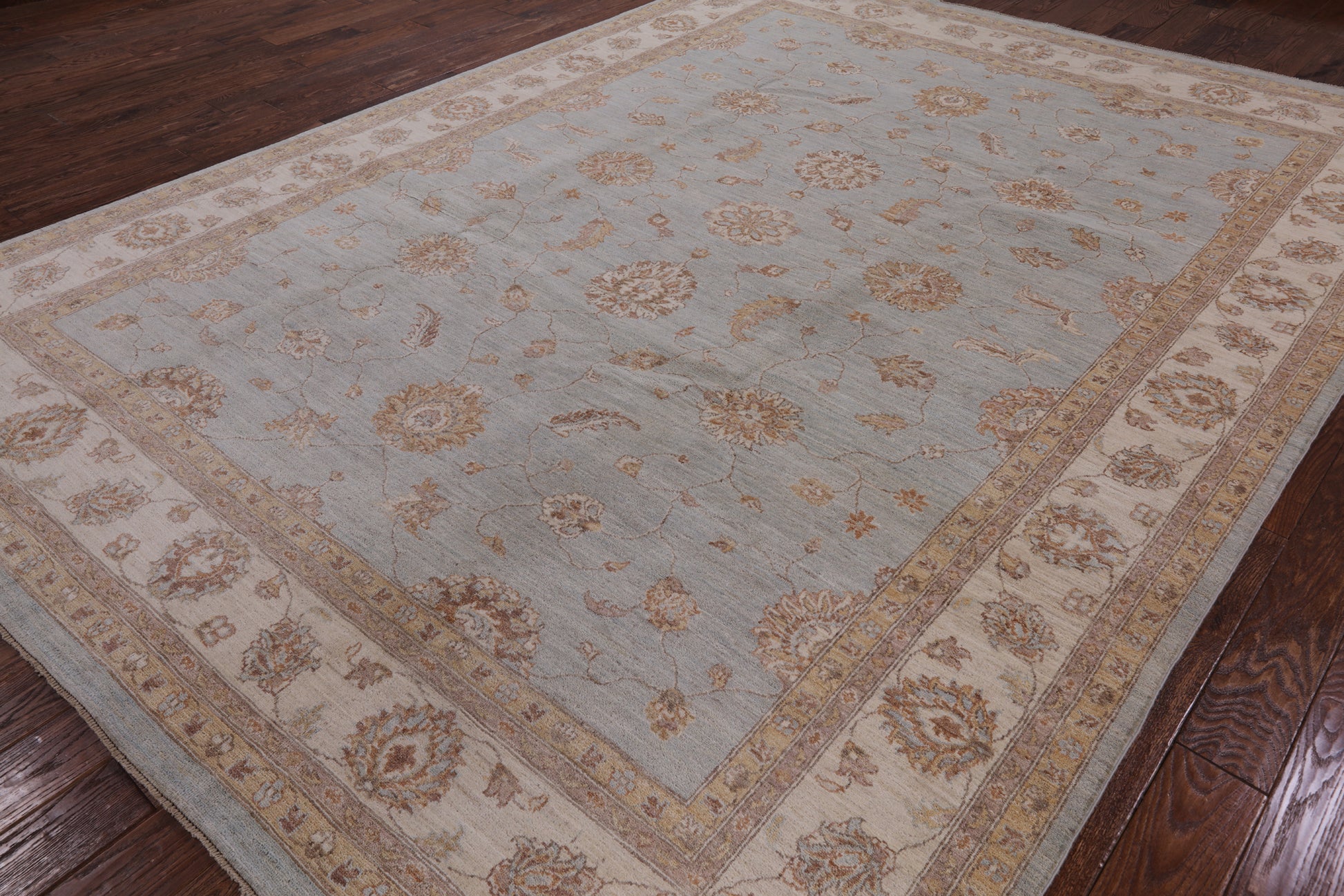 Light Blue Peshawar Handmade Wool Area Rug - 9' 0" X 12' 3" - Golden Nile