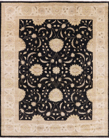 Black Peshawar Handmade Wool Rug - 8' 3