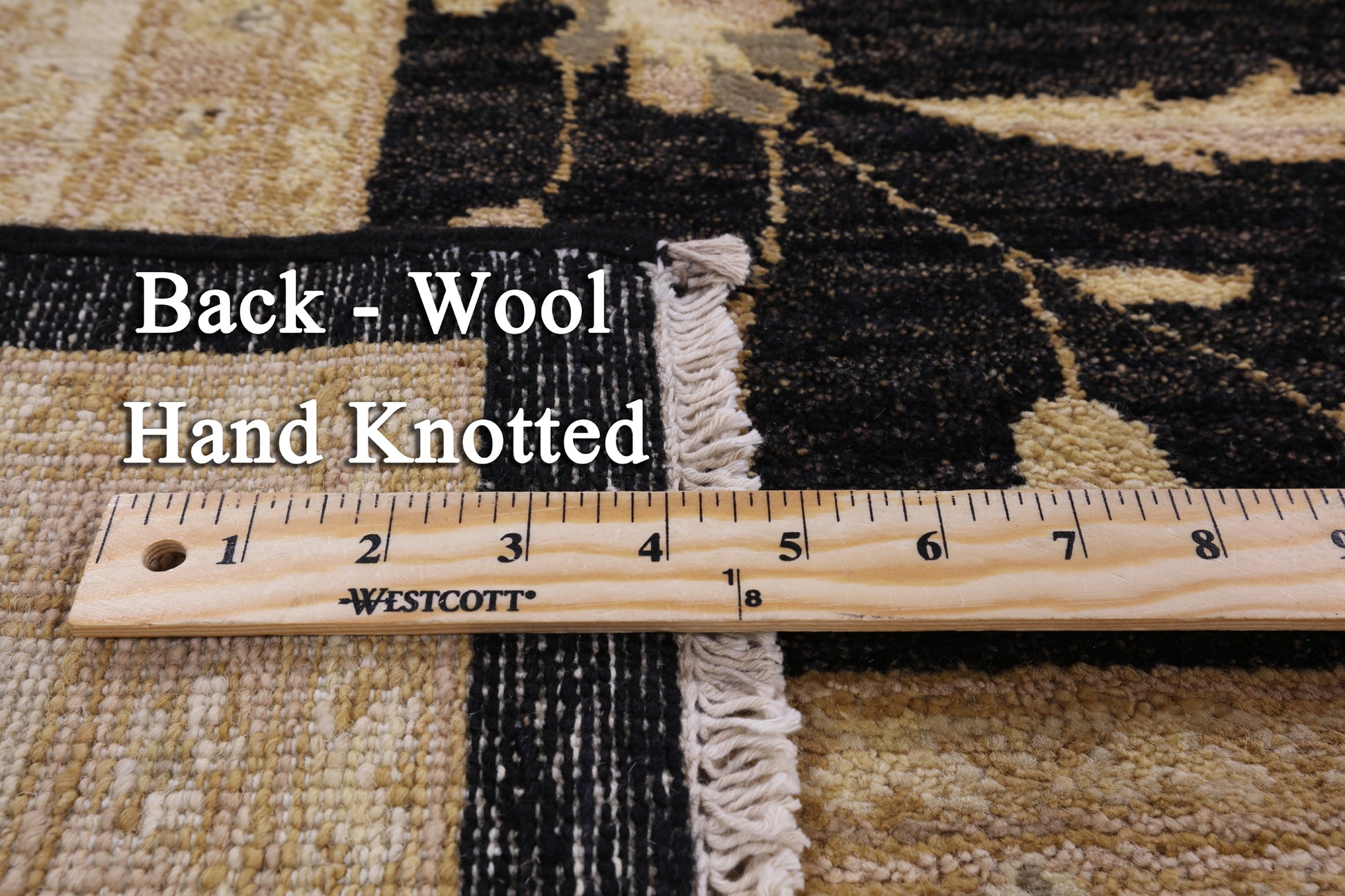 Black Peshawar Handmade Wool Rug - 8' 3" X 10' 1" - Golden Nile
