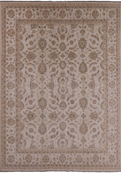Ivory Peshawar Handmade Wool Rug - 8' 9" X 12' 2" - Golden Nile