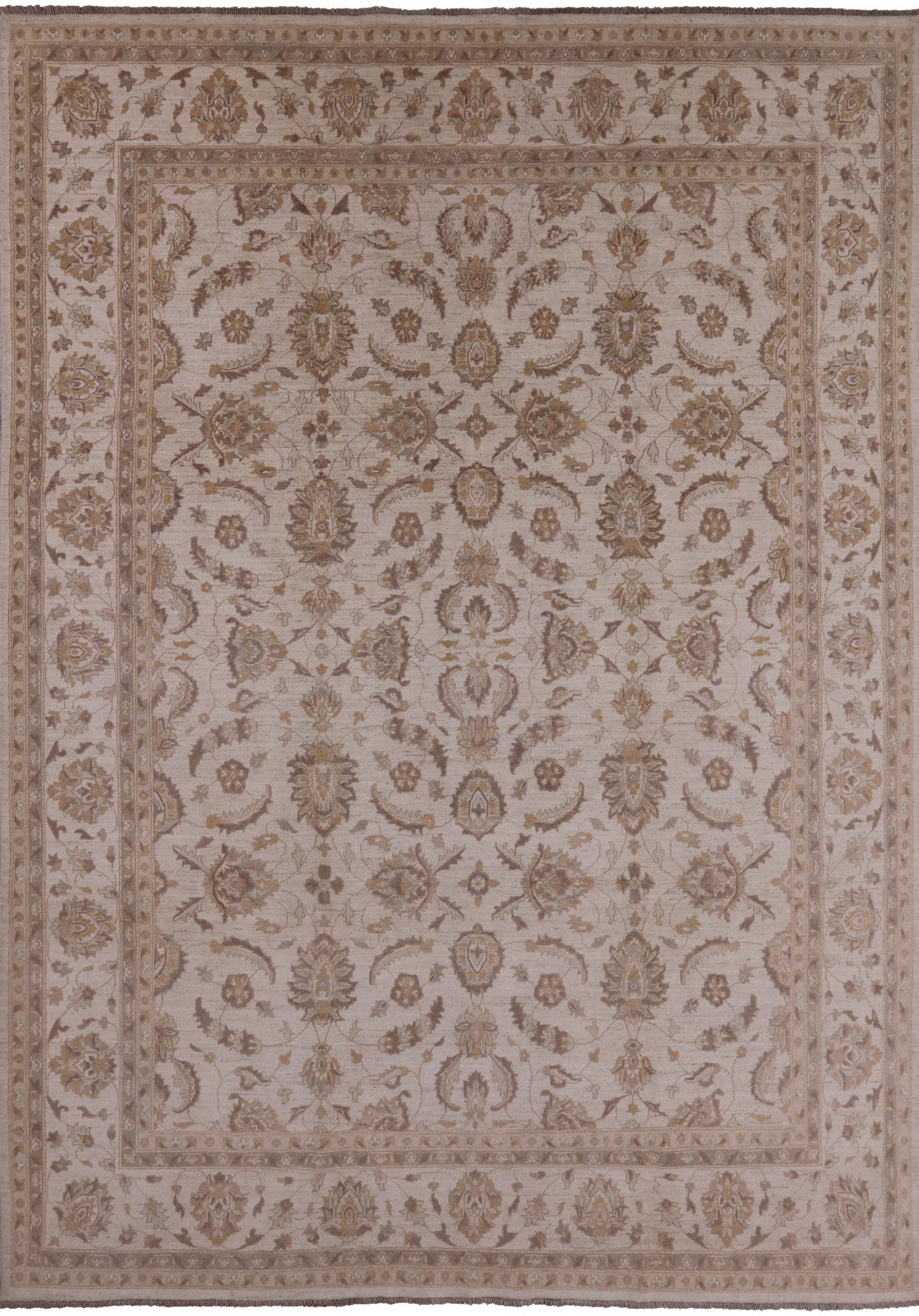 Ivory Peshawar Handmade Wool Rug - 8' 9" X 12' 2" - Golden Nile