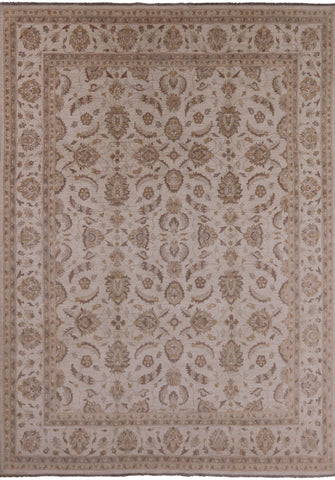Ivory Peshawar Handmade Wool Rug - 8' 9
