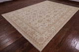 Ivory Peshawar Handmade Wool Rug - 8' 9" X 12' 2" - Golden Nile