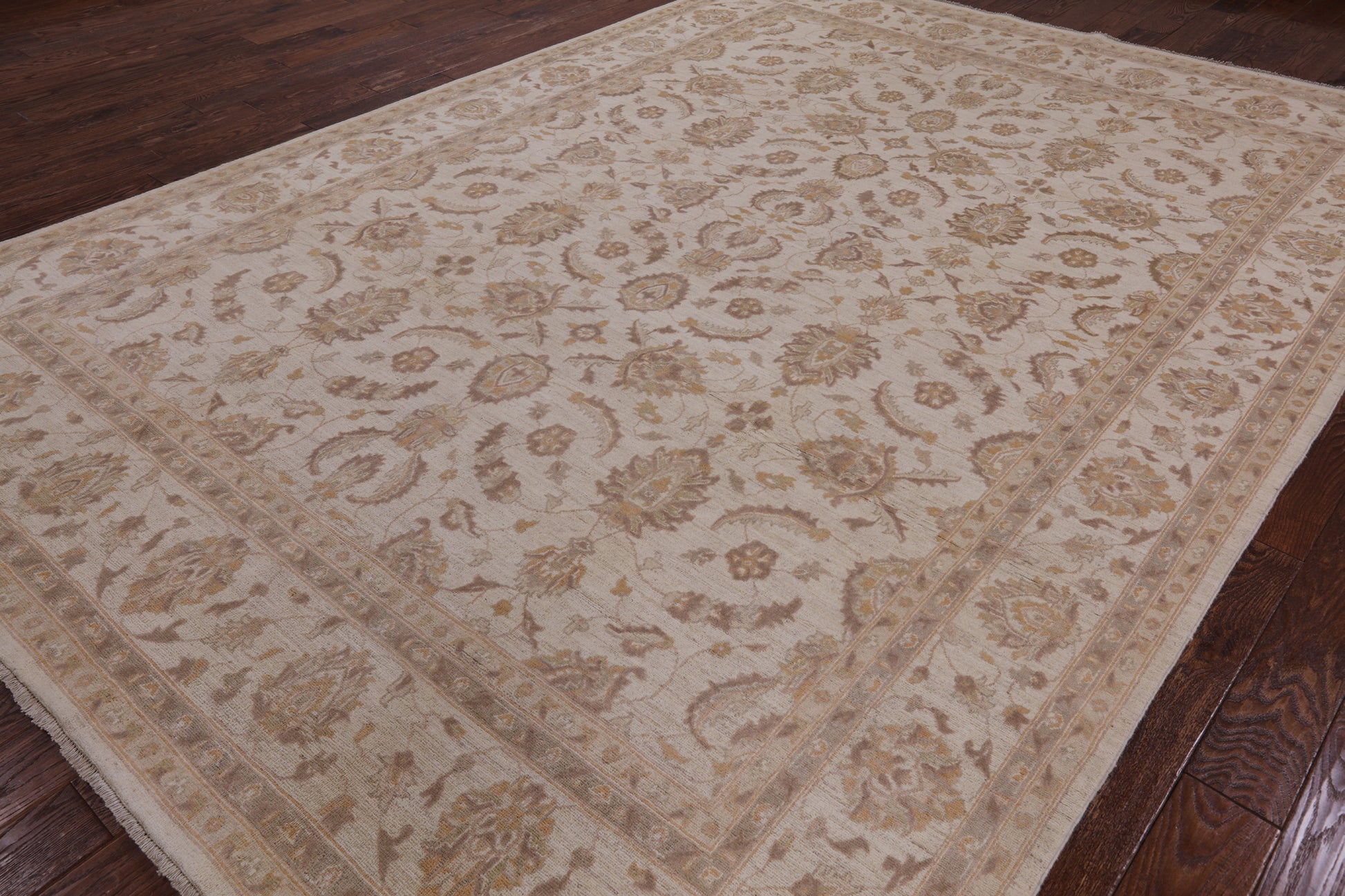 Ivory Peshawar Handmade Wool Rug - 8' 9" X 12' 2" - Golden Nile