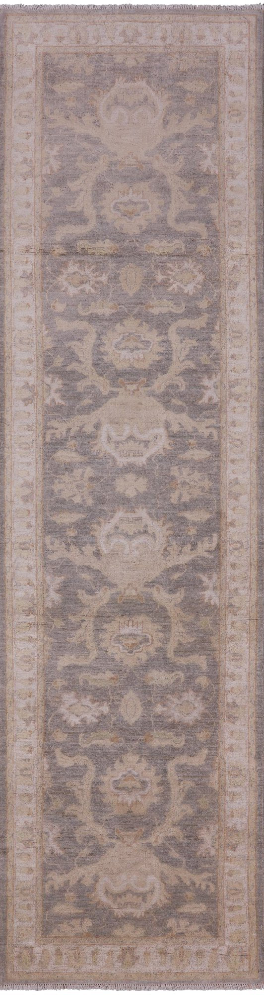 Grey Peshawar Hand Knotted Wool Runner Rug - 2' 8" X 9' 10" - Golden Nile