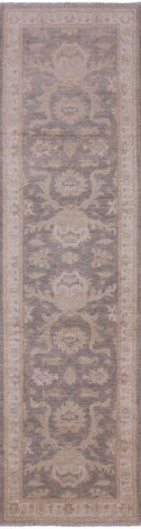 Grey Peshawar Hand Knotted Wool Runner Rug - 2' 8
