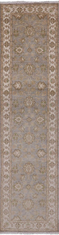 Grey Peshawar Hand Knotted Wool Runner Rug - 2' 7