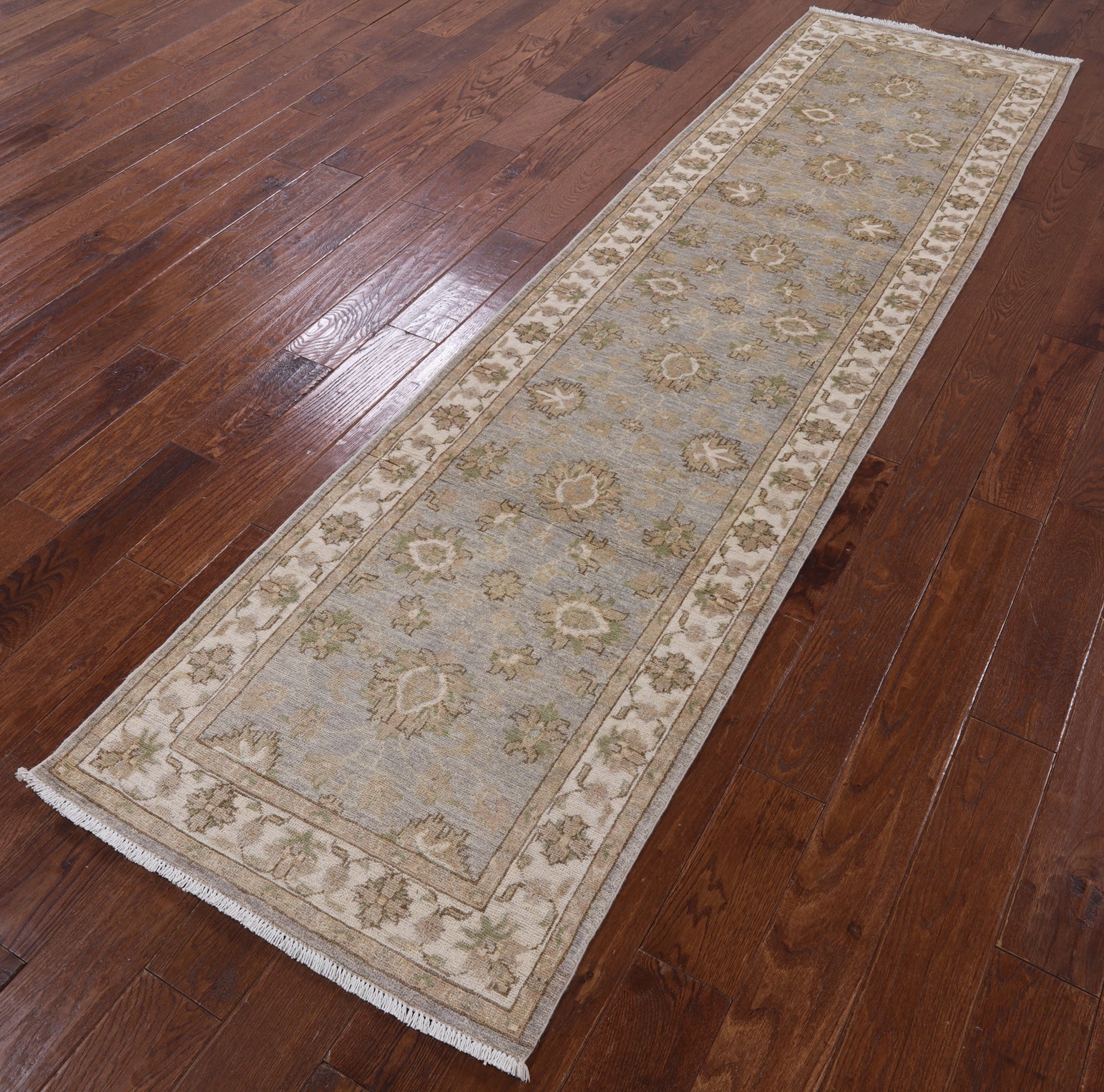 Grey Peshawar Hand Knotted Wool Runner Rug - 2' 7" X 9' 7" - Golden Nile