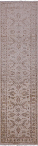 Ivory Peshawar Handmade Wool Runner Rug - 2' 6