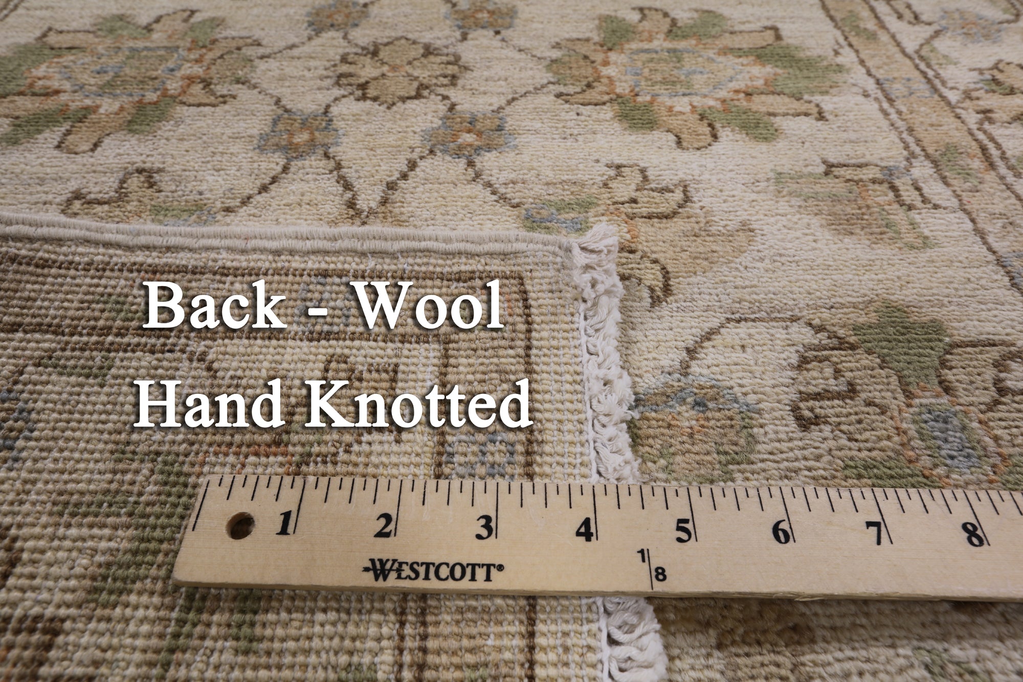 Ivory Peshawar Hand Knotted Wool Runner Rug - 2' 7" X 9' 9" - Golden Nile