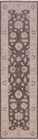 Brown Peshawar Hand Knotted Runner Rug - 2' 9