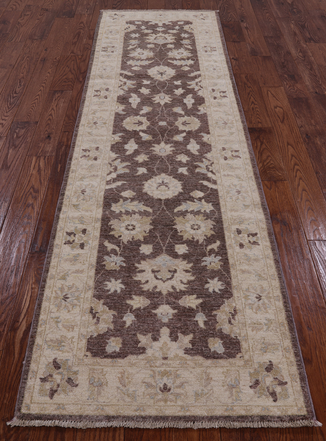 Brown Peshawar Hand Knotted Runner Rug - 2' 9" X 9' 7" - Golden Nile