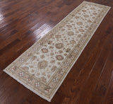 Ivory Peshawar Handmade Wool Runner Rug - 2' 6" X 9' 6" - Golden Nile
