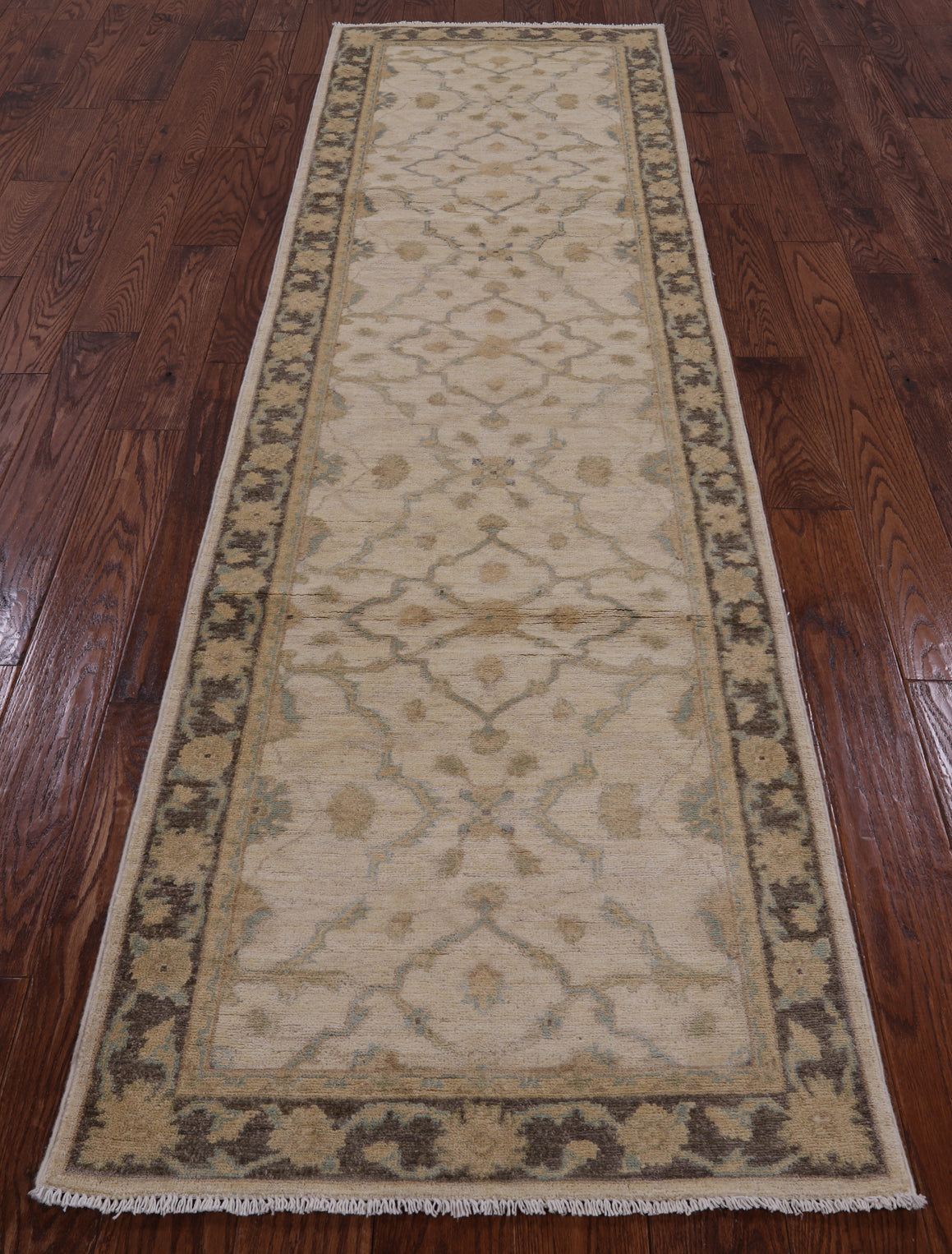 Ivory Peshawar Hand Knotted Runner Rug - 2' 8" X 9' 7" - Golden Nile