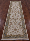 Ivory Peshawar Hand Knotted Wool Runner Rug - 2' 6" X 9' 9" - Golden Nile