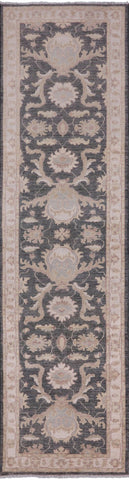 Grey Peshawar Handmade Wool Runner Rug - 2' 8