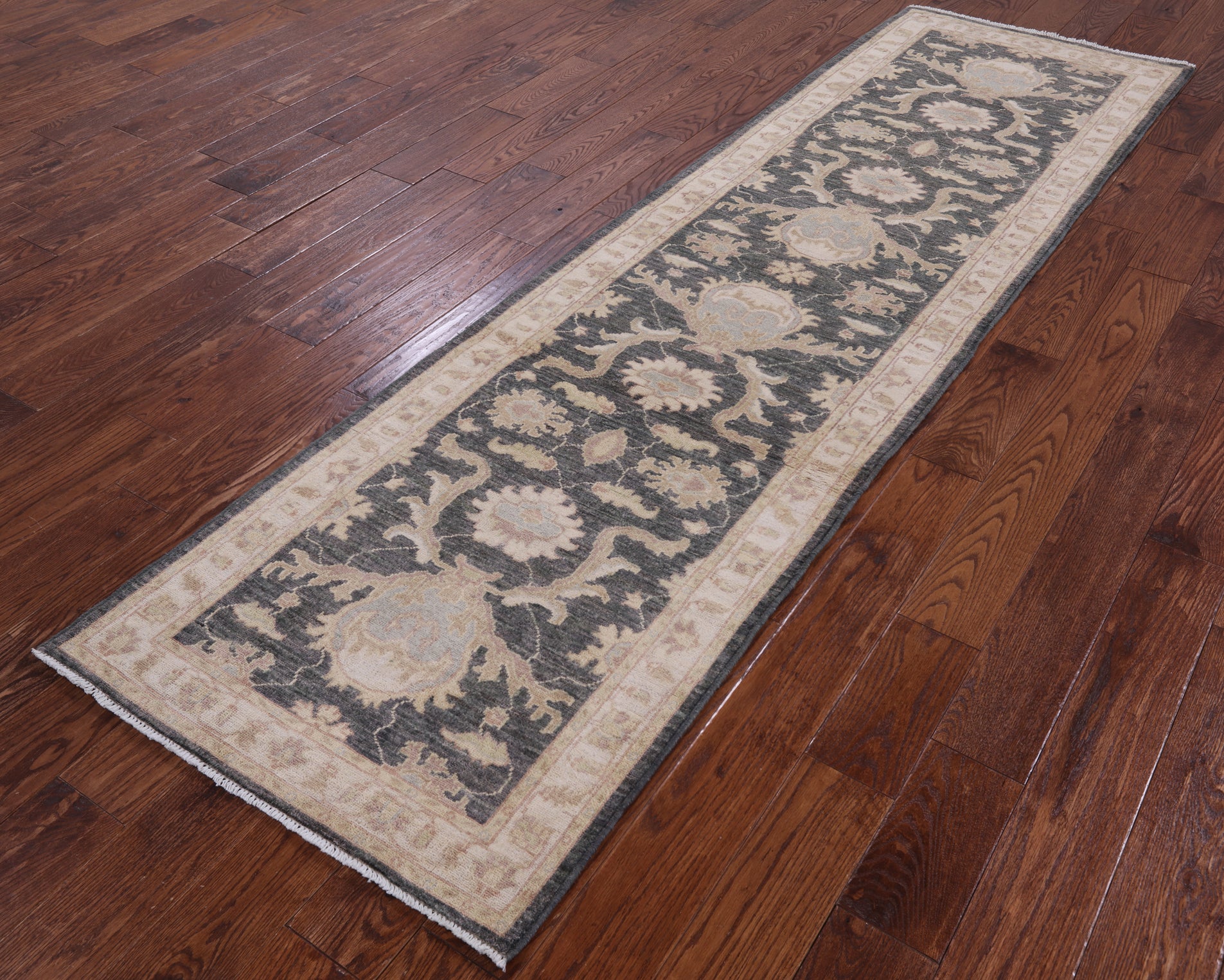 Grey Peshawar Handmade Wool Runner Rug - 2' 8" X 9' 9" - Golden Nile