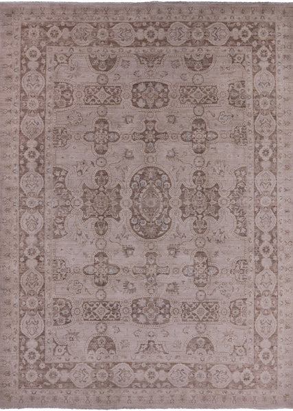 Ivory Peshawar Handmade Wool Area Rug - 8' 10" X 12' 4" - Golden Nile