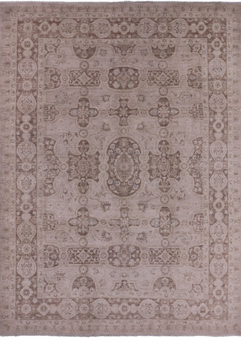 Ivory Peshawar Handmade Wool Area Rug - 8' 10