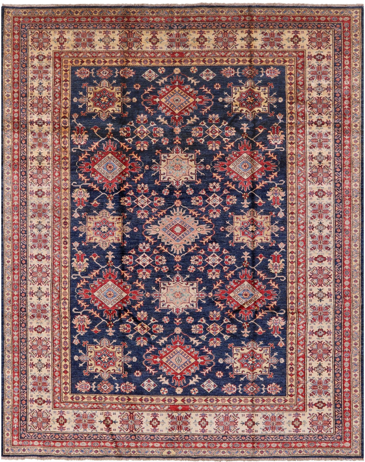 Blue Super Kazak Handmade Wool Rug - 8' 0" X 9' 10" - Golden Nile