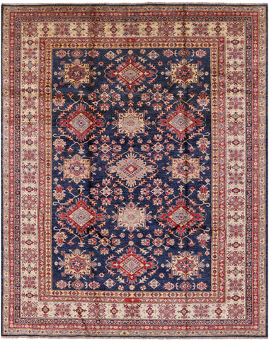 Blue Super Kazak Handmade Wool Rug - 8' 0