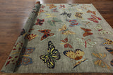 10 X 14 Wool Modern Butterflies Design Handmade Rug - Golden Nile