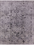 Grey Modern Hand Knotted Wool & Silk Rug - 9' 2" X 11' 10" - Golden Nile