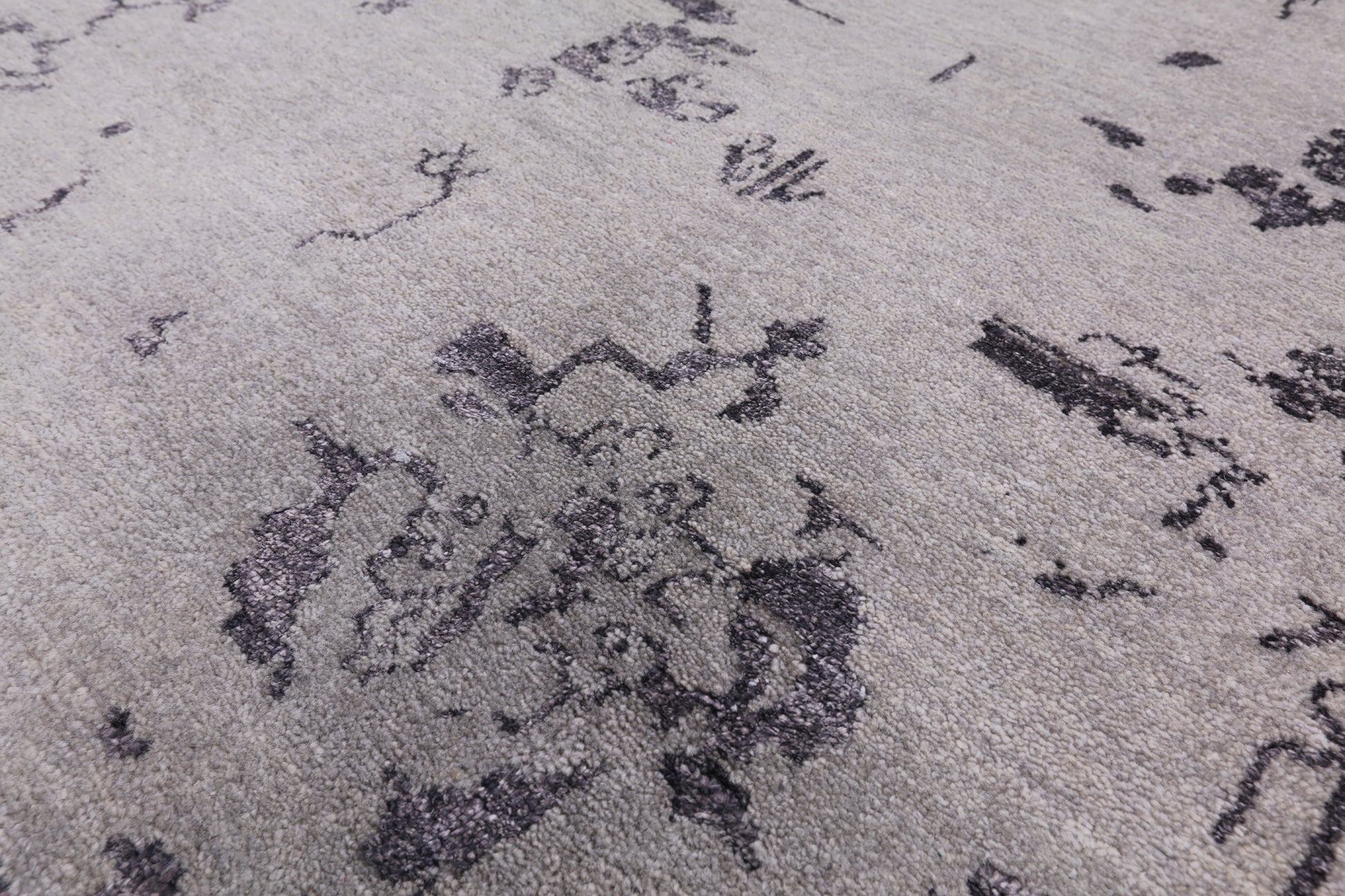 Grey Modern Hand Knotted Wool & Silk Rug - 9' 2" X 11' 10" - Golden Nile