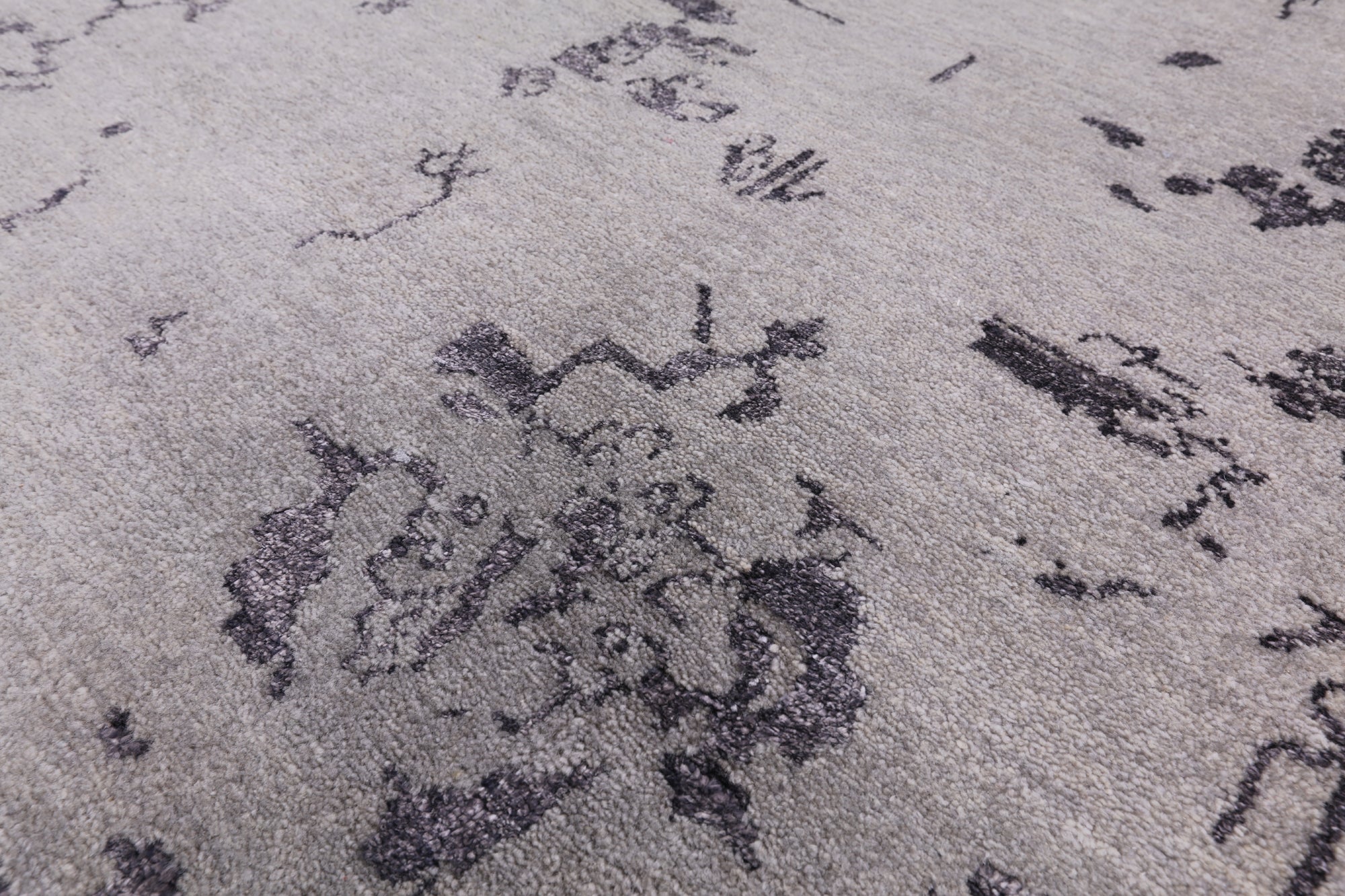 Grey Modern Hand Knotted Wool & Silk Rug - 9' 2" X 11' 10" - Golden Nile