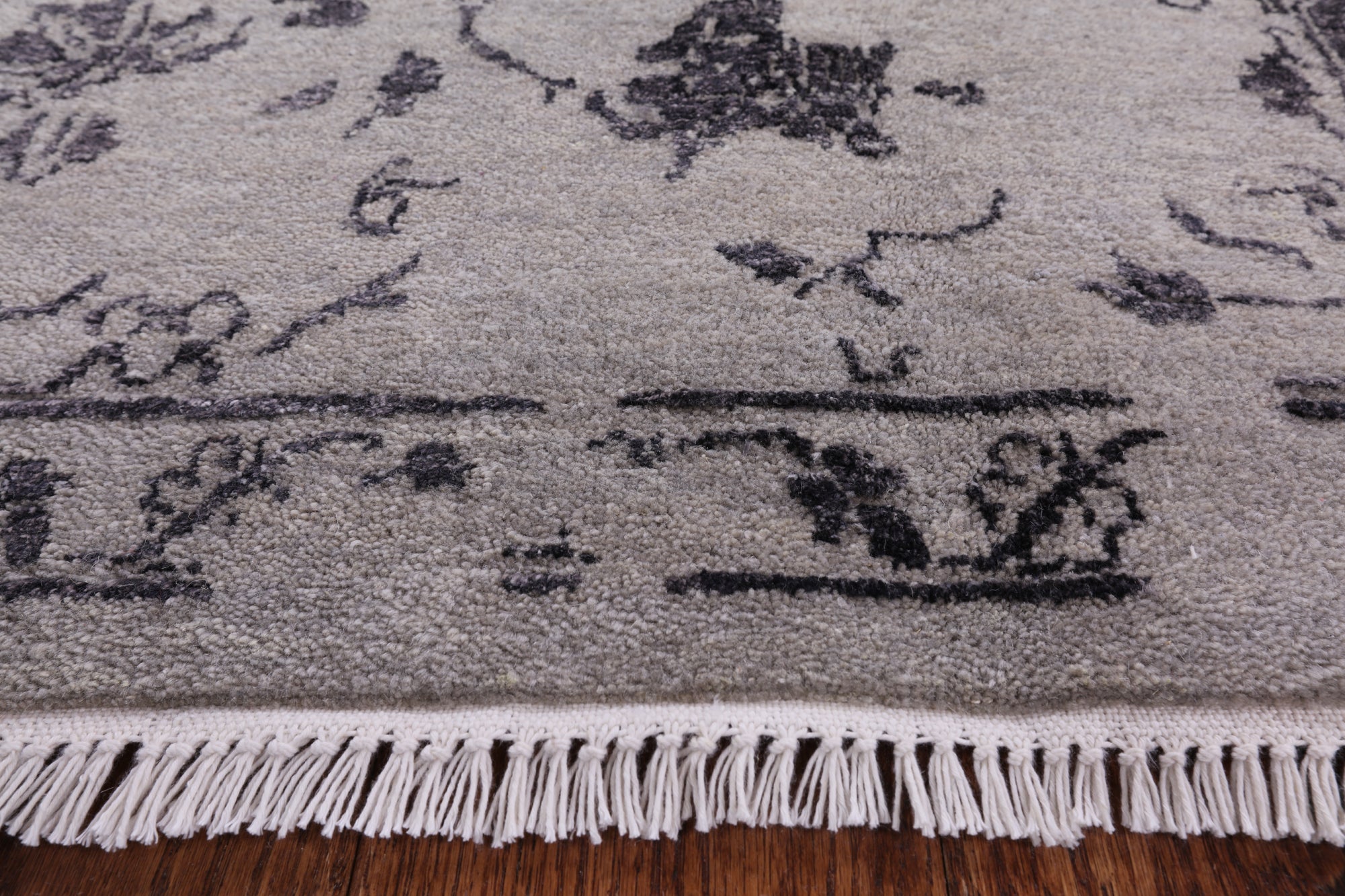 Grey Modern Hand Knotted Wool & Silk Rug - 9' 2" X 11' 10" - Golden Nile